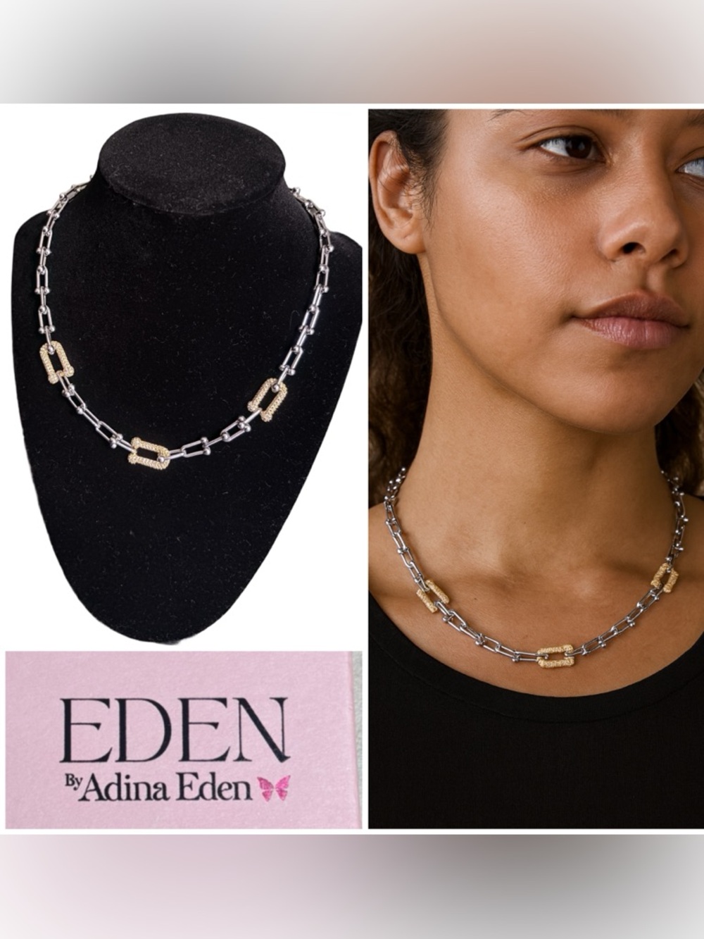 Adina Eden Sterling Silver and Gold plated Necklace